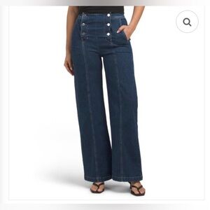 ETICA Violette Sailor Jeans Wide Leg Flare Denim button up front size 27